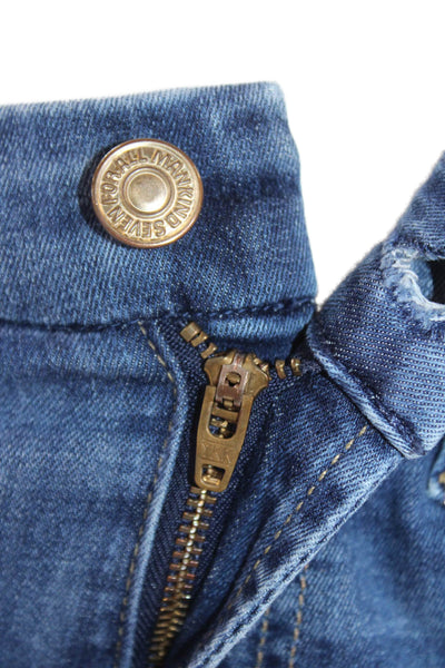 7 For All Mankind Women's Distress Medium Wash Skinny Denim Pants Size 26