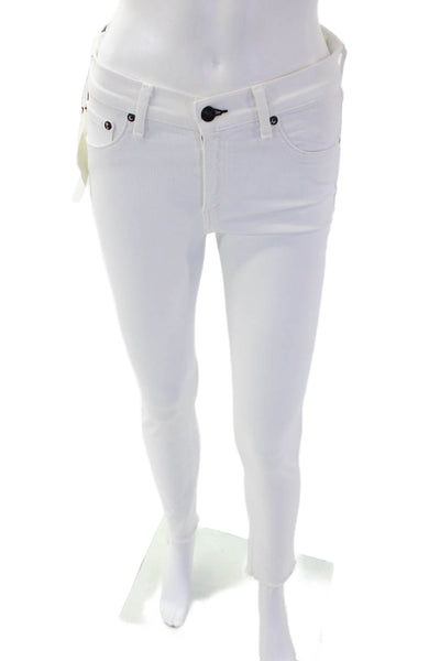 Rag & Bone Women's Midrise Button Closure Skinny Jean Pants White Size 28
