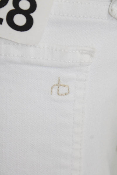 Rag & Bone Women's Midrise Button Closure Skinny Jean Pants White Size 28