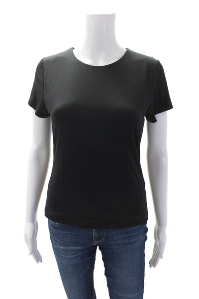 Tahari Women's Round Neck Short Sleeves Basic T-Shirt Black Size M