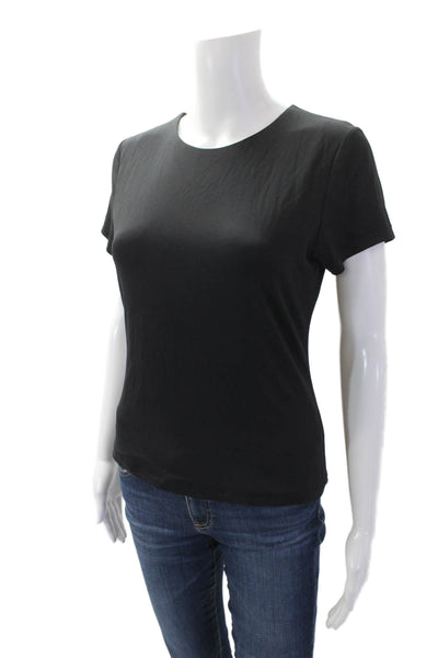 Tahari Women's Round Neck Short Sleeves Basic T-Shirt Black Size M
