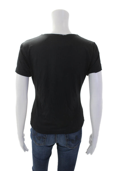 Tahari Women's Round Neck Short Sleeves Basic T-Shirt Black Size M