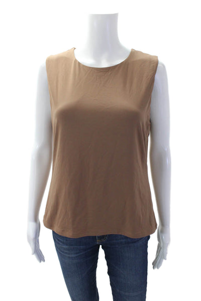 Tahari Women's Sleevless Round Neck Basic T-Shirt Brown Size L