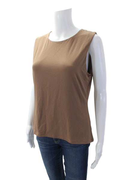 Tahari Women's Sleevless Round Neck Basic T-Shirt Brown Size L