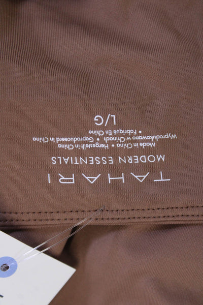Tahari Women's Sleevless Round Neck Basic T-Shirt Brown Size L