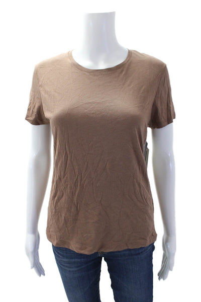 Joie Women's Round Neck Short Sleeves Basic T-Shirt Brown Size S