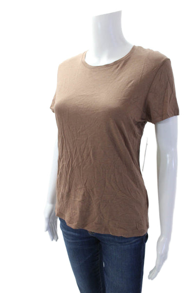 Joie Women's Round Neck Short Sleeves Basic T-Shirt Brown Size S