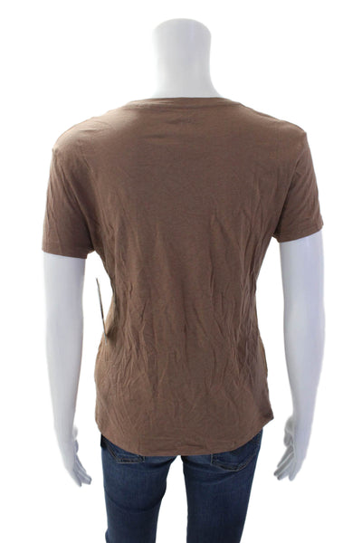 Joie Women's Round Neck Short Sleeves Basic T-Shirt Brown Size S