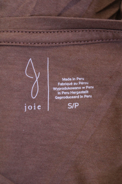 Joie Women's Round Neck Short Sleeves Basic T-Shirt Brown Size S