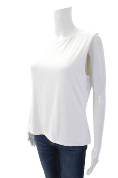Tahari Women's Round Neck Sleeveless Basic T-Shirt White Size L