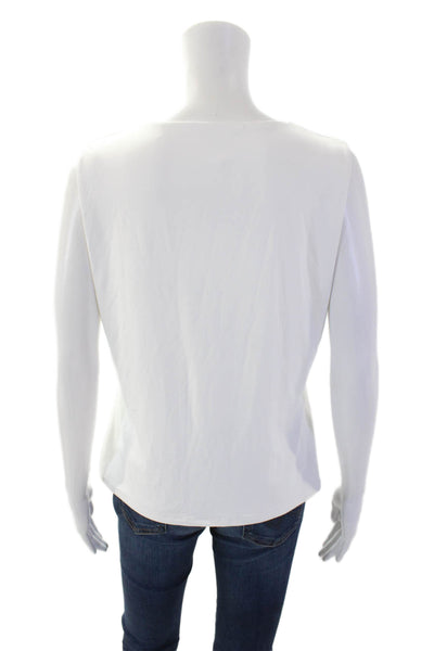 Tahari Women's Round Neck Sleeveless Basic T-Shirt White Size L