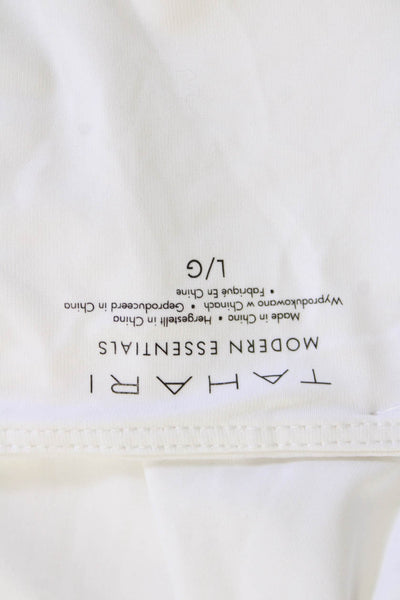 Tahari Women's Round Neck Sleeveless Basic T-Shirt White Size L