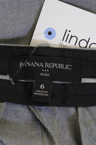 Banana Republic Womens Pleated Zip Button Dress Pants Gray Size 06