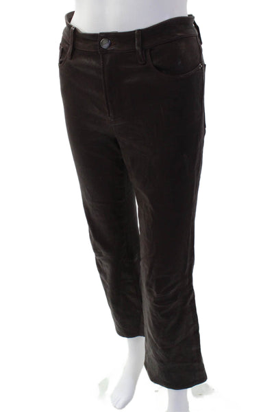 Frame Womens Cotton Zip Button Mini Boot Cut Pants Brown Size EUR 29