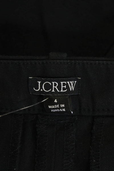 J Crew Womens Cotton Zip Straight Leg Dress Pants Black Size 04