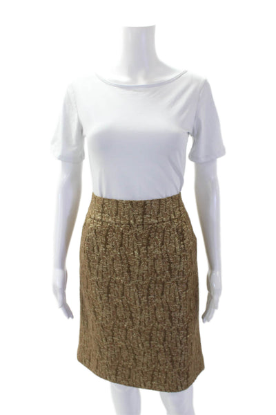 J Crew Womens Wool Zip Pencil Pleated Skirt Gold Tone Size 08