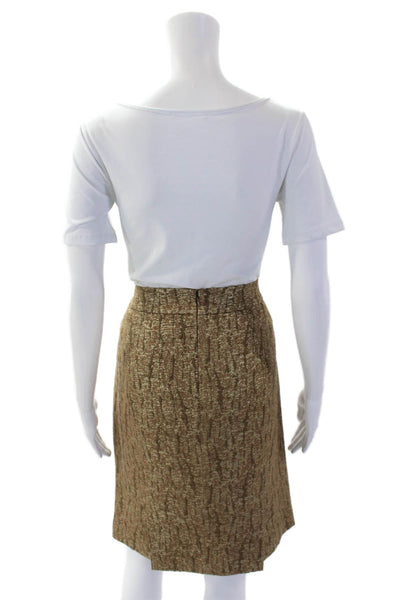 J Crew Womens Wool Zip Pencil Pleated Skirt Gold Tone Size 08
