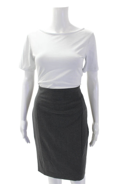 Ann Taylor Womens Wool Textured Pleated Pencil Skirt Gray Size 04