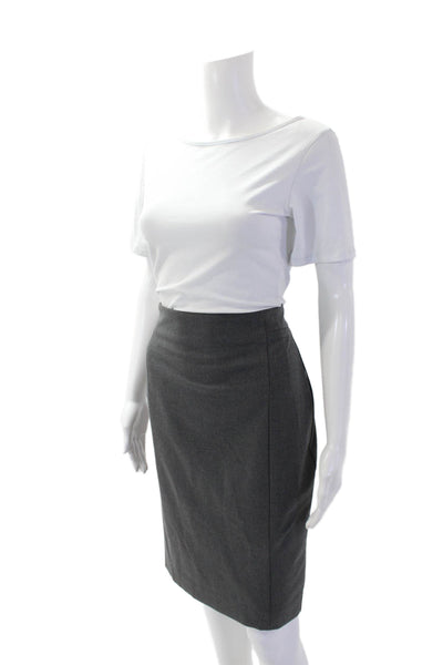 Ann Taylor Womens Wool Textured Pleated Pencil Skirt Gray Size 04