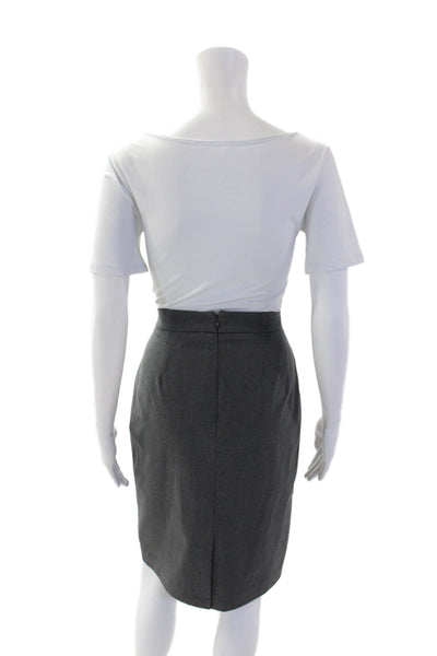 Ann Taylor Womens Wool Textured Pleated Pencil Skirt Gray Size 04
