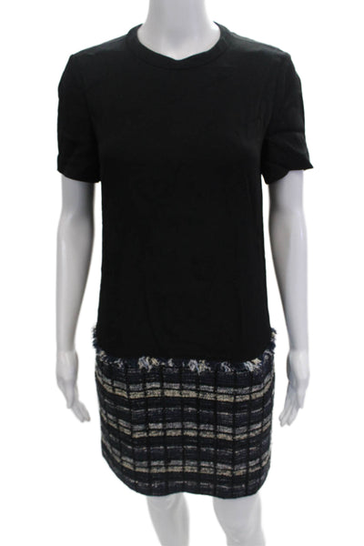 Proenza Schouler Womens Tweed Bottom Short Sleeves Dress Black Size 4