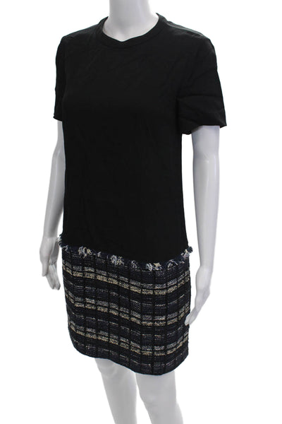 Proenza Schouler Womens Tweed Bottom Short Sleeves Dress Black Size 4