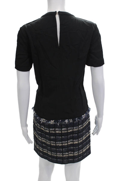 Proenza Schouler Womens Tweed Bottom Short Sleeves Dress Black Size 4