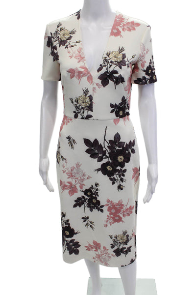 Lover Womens Floral Print V Neck Short Sleeves Dress White Multi Colored Size 4