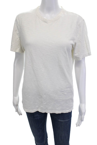 Theory Women's Short Sleeves Round Neck Basic T-Shirt White Size XS