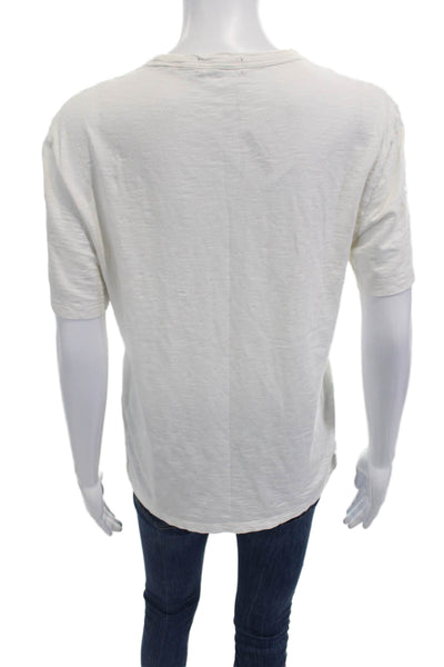 Theory Women's Short Sleeves Round Neck Basic T-Shirt White Size XS