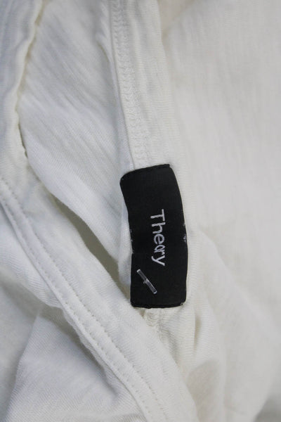 Theory Women's Short Sleeves Round Neck Basic T-Shirt White Size XS