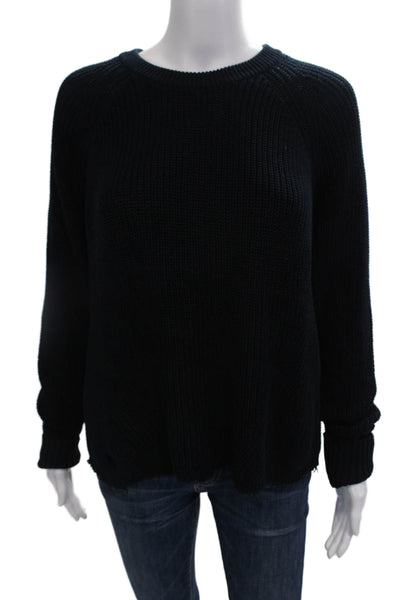 Cotton By Autumn Cashmere Womens Cotton Knit Distressed Sweater Black Size L