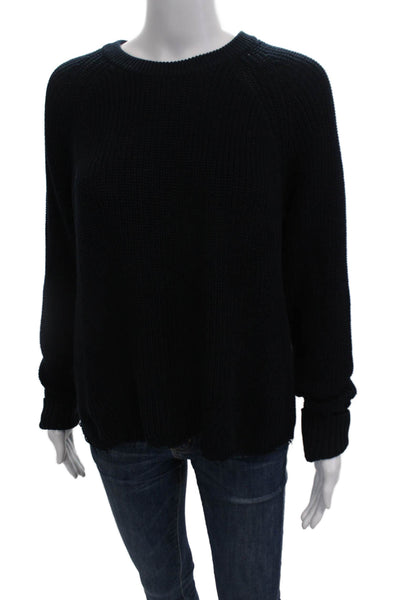 Cotton By Autumn Cashmere Womens Cotton Knit Distressed Sweater Black Size L