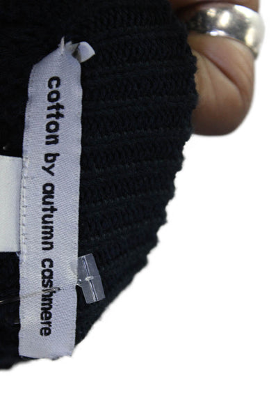 Cotton By Autumn Cashmere Womens Cotton Knit Distressed Sweater Black Size L