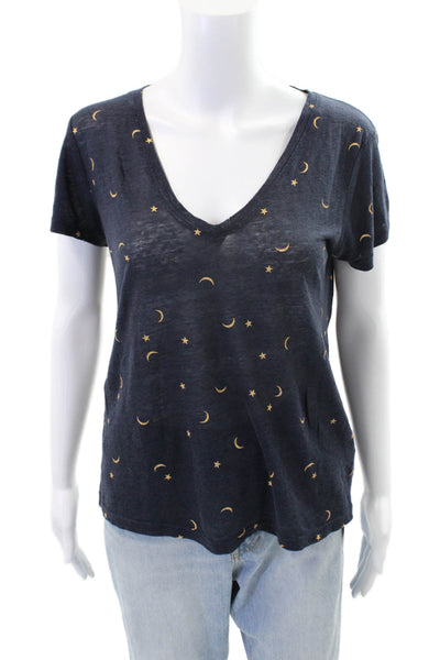Rails Womens Crescents And Stars Print Cara Shirt Navy Blue Size Extra Small