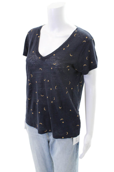 Rails Womens Crescents And Stars Print Cara Shirt Navy Blue Size Extra Small