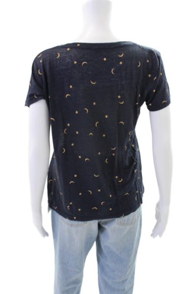 Rails Womens Crescents And Stars Print Cara Shirt Navy Blue Size Extra Small