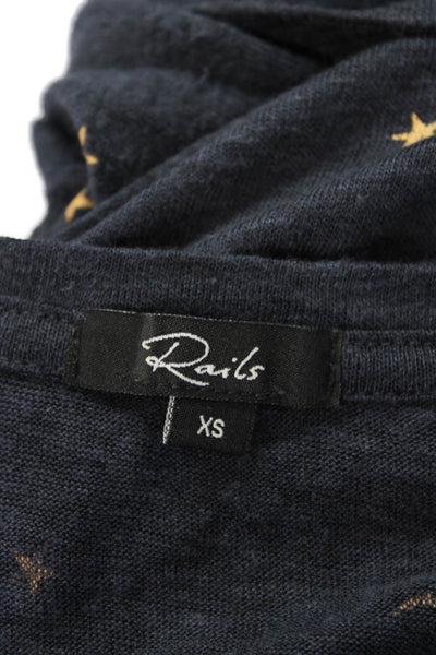 Rails Womens Crescents And Stars Print Cara Shirt Navy Blue Size Extra Small
