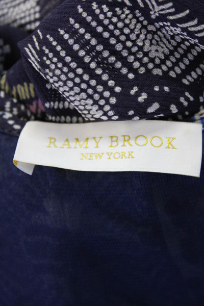 Ramy Brook Womens Geometric Print Tank Top Navy Blue Size Extra Small