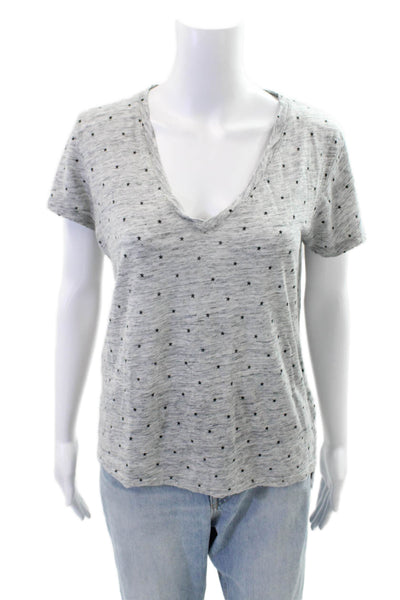 Rails Womens Stars Print V Neck Cara Tee Shirt Grey Black Size Extra Small