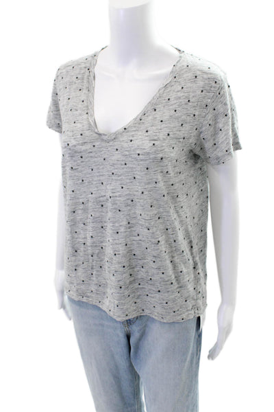 Rails Womens Stars Print V Neck Cara Tee Shirt Grey Black Size Extra Small