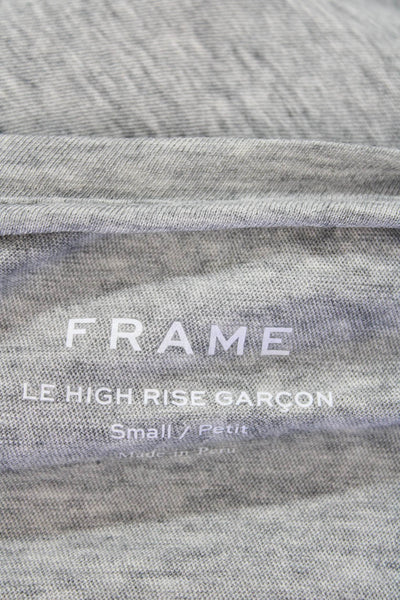 Frame Womens Le High Rise Garcon Tee Shirt Heather Grey Cotton Size Small