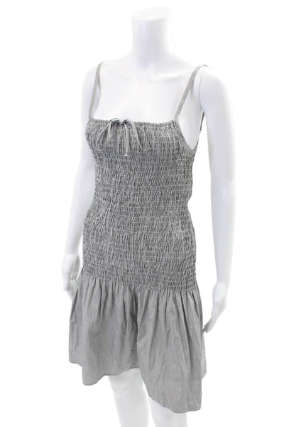 Solid & Striped Womens Striped Smocked A Line Dress Grey White Size Small