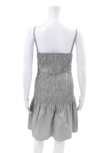 Solid & Striped Womens Striped Smocked A Line Dress Grey White Size Small