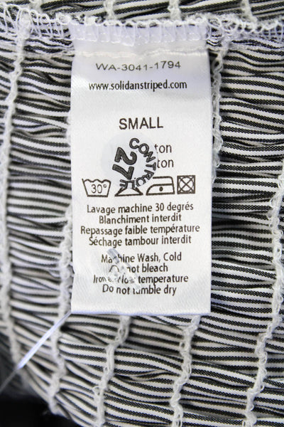 Solid & Striped Womens Striped Smocked A Line Dress Grey White Size Small