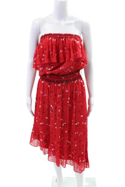 Joie Womens Silk Hafsa One Shoulder Dress Matador Red Size Extra Small