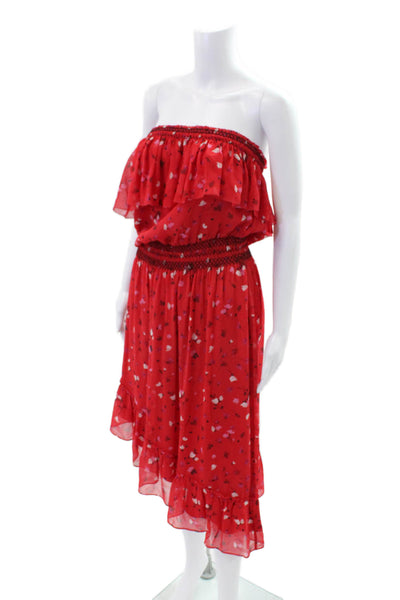 Joie Womens Silk Hafsa One Shoulder Dress Matador Red Size Extra Small