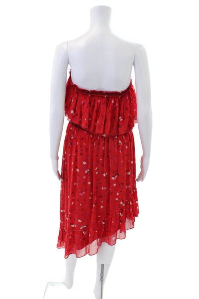 Joie Womens Silk Hafsa One Shoulder Dress Matador Red Size Extra Small