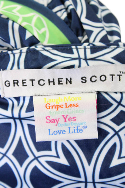 Gretchen Scott Womens Printed Strapless Dress Navy Blue Green Size Extra Small