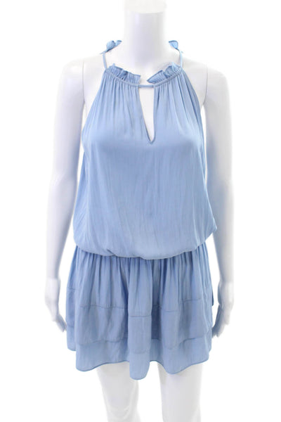 Ramy Brook Womens Key Hole Neck A Line Tiered Dress Blue Size Small